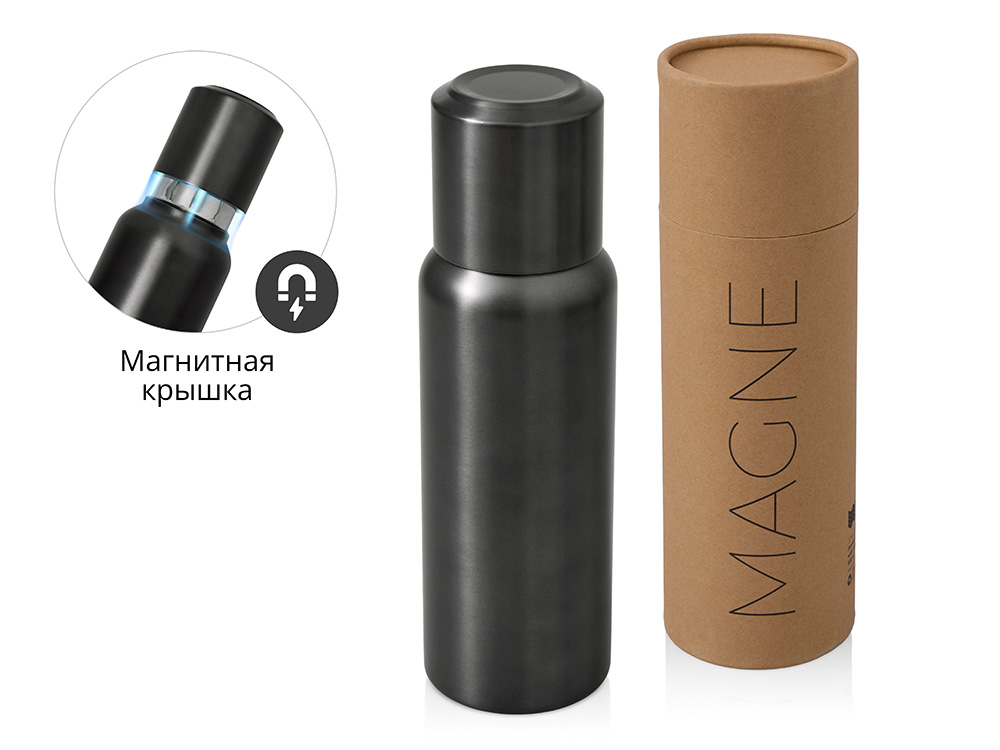 Вакуумный термос c магнитной крышкой Magne, 500 мл, темно-серый-0