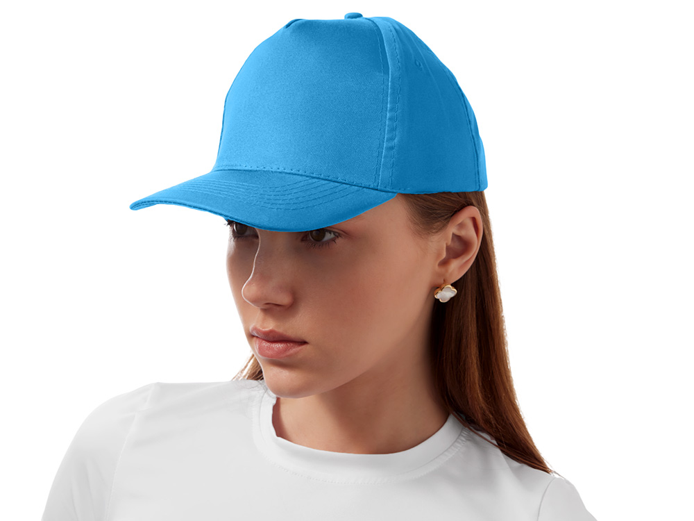 Бейсболка Poly 5-ти панельная 120 гр, голубой-3