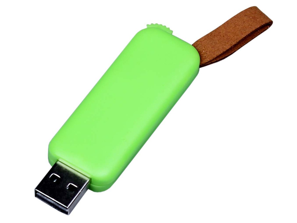 USB-флешка промо на 32 Гб прямоугольной формы, выдвижной механизм, зеленый-0