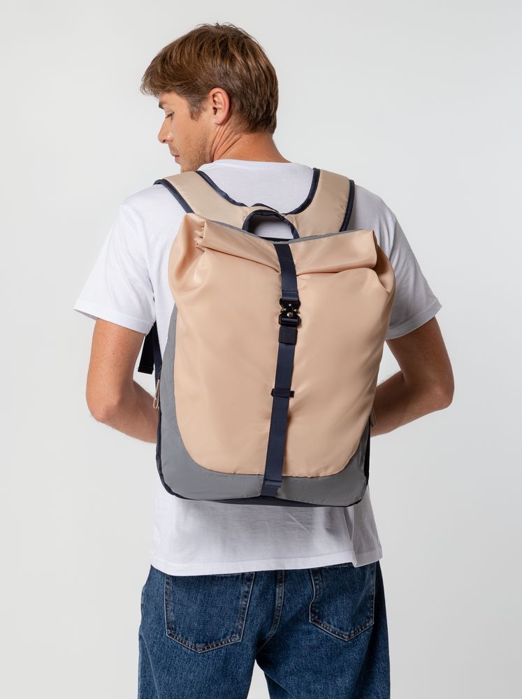 Рюкзак coolStuff Plus, бежевый с темно-синим-8