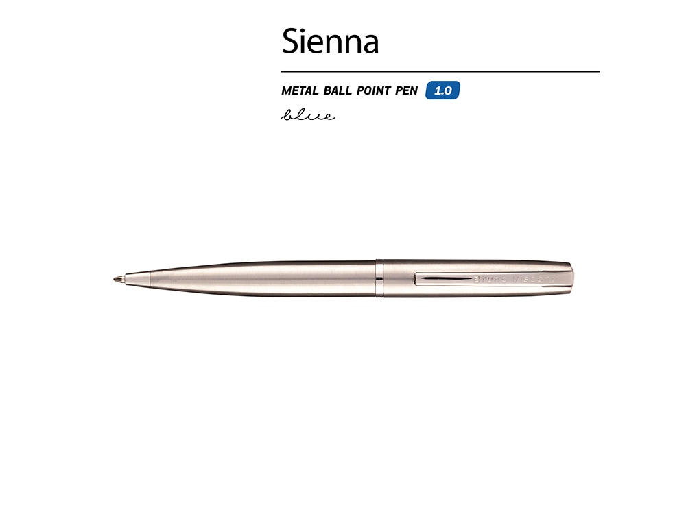 Ручка металлическая шариковая Sienna, сталь-1