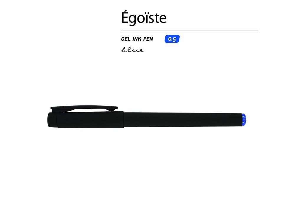 Ручка пластиковая гелевая Egoiste Black под персонализацию, синие чернила, черная-1