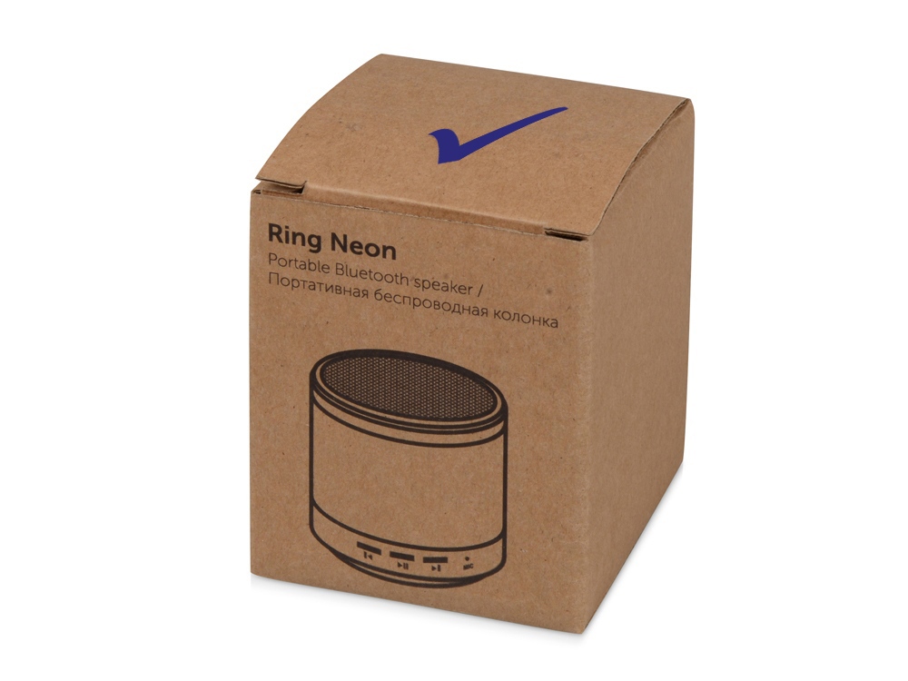 Портативная колонка Ring neon с синей подсветкой корпуса, серебристый-4