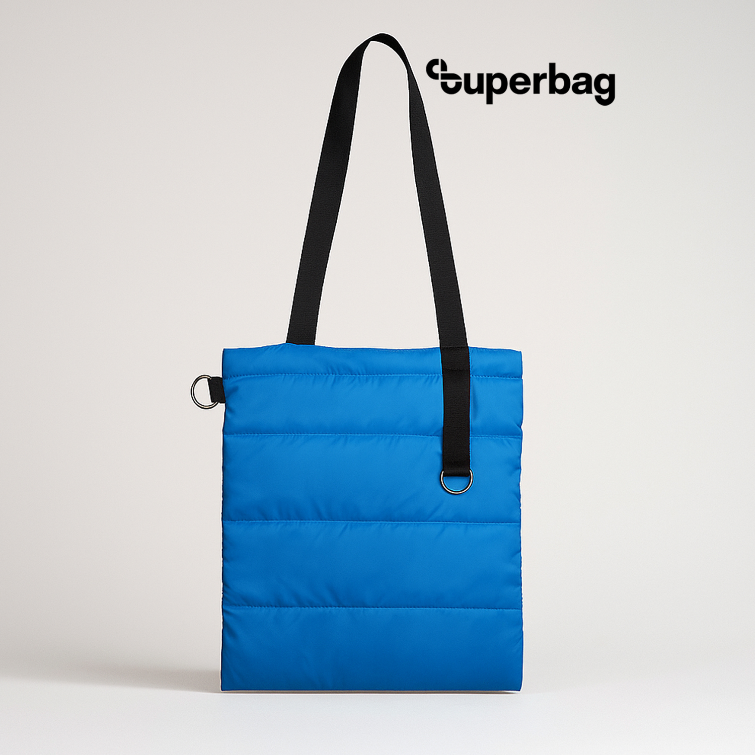Шоппер Superbag Bubble, стёганый, с магнитной кнопкой (голубой с черным)-0