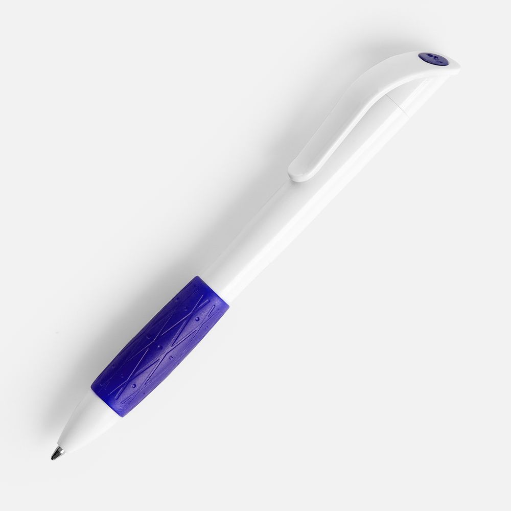 Ручка шариковая Grip, белая (молочная) с синим-0
