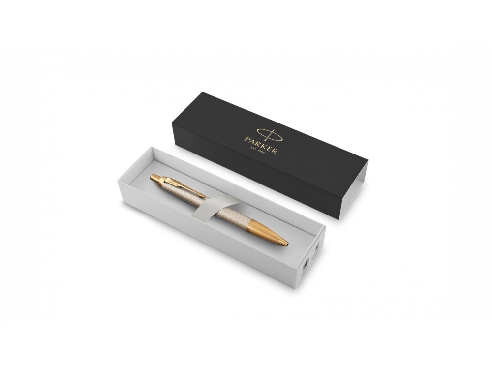 Шариковая ручка Parker IM Premium Warm Silver (grey)  GT, стержень: M, цвет чернил: blue, в подарочной упаковке.-1
