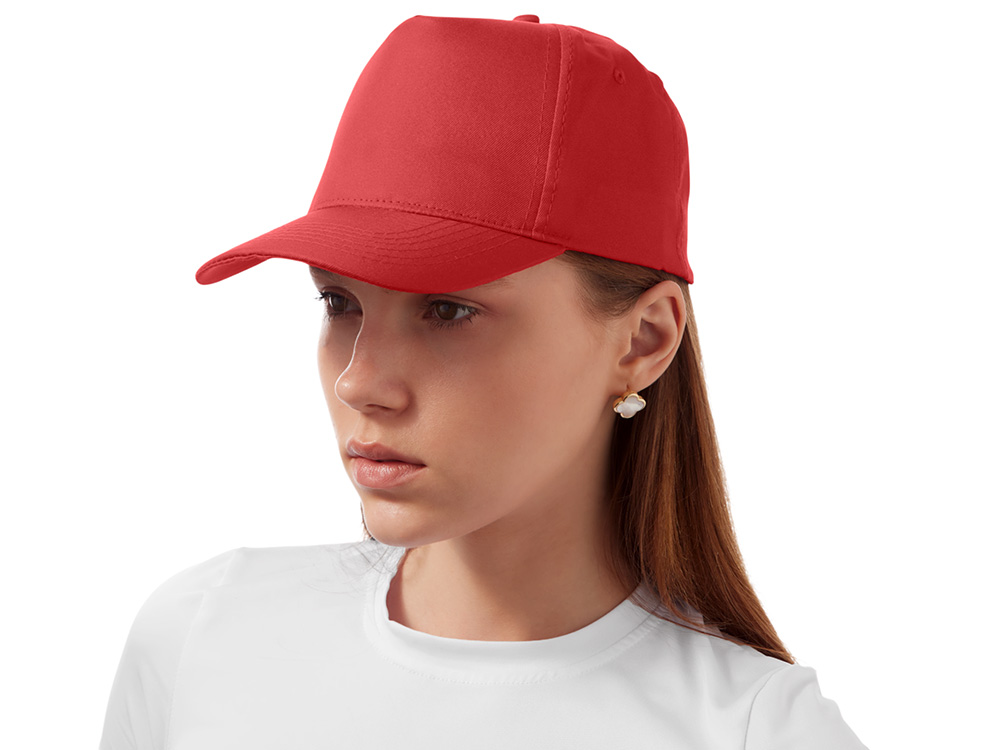 Бейсболка Poly 5-ти панельная 120 гр, красный-3