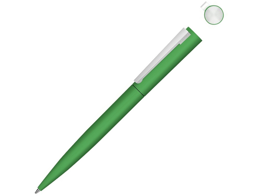 Металлическая шариковая ручка soft touch Brush gum, зеленый-0