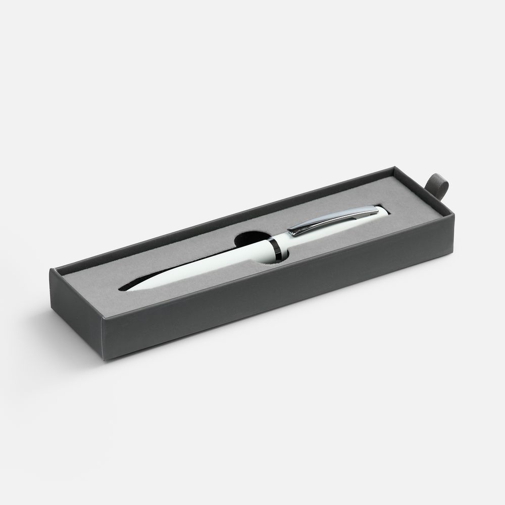 Ручка шариковая Bolt Soft Touch в футляре, белая-1