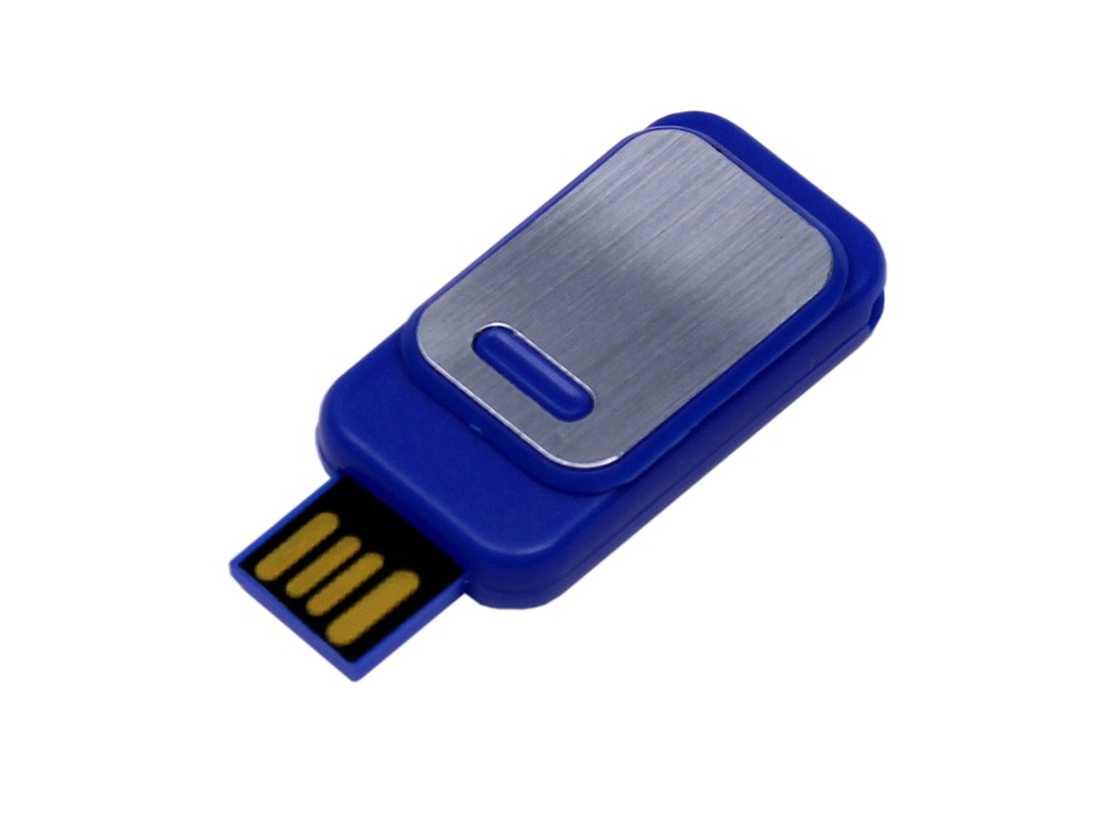 USB-флешка промо на 32 Гб прямоугольной формы, выдвижной механизм, синий-0