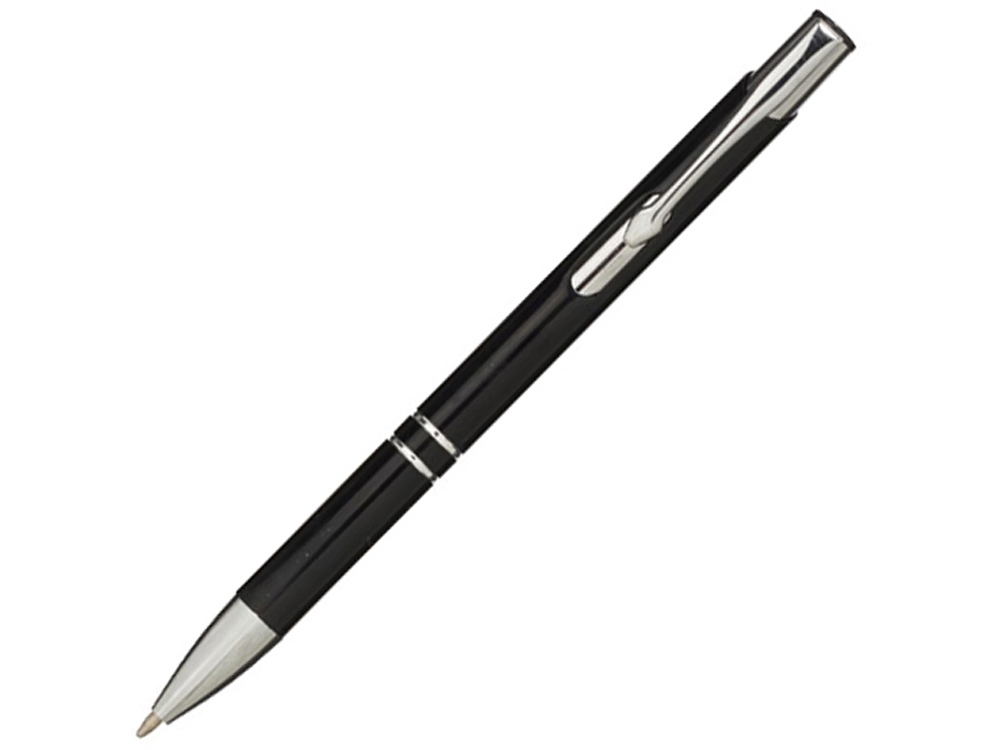 Алюминиевая шариковая кнопочная ручка Moneta, синие чернила, черный-0