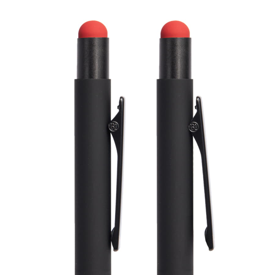 Ручка шариковая FACTOR BLACK со стилусом, черный, красный-2