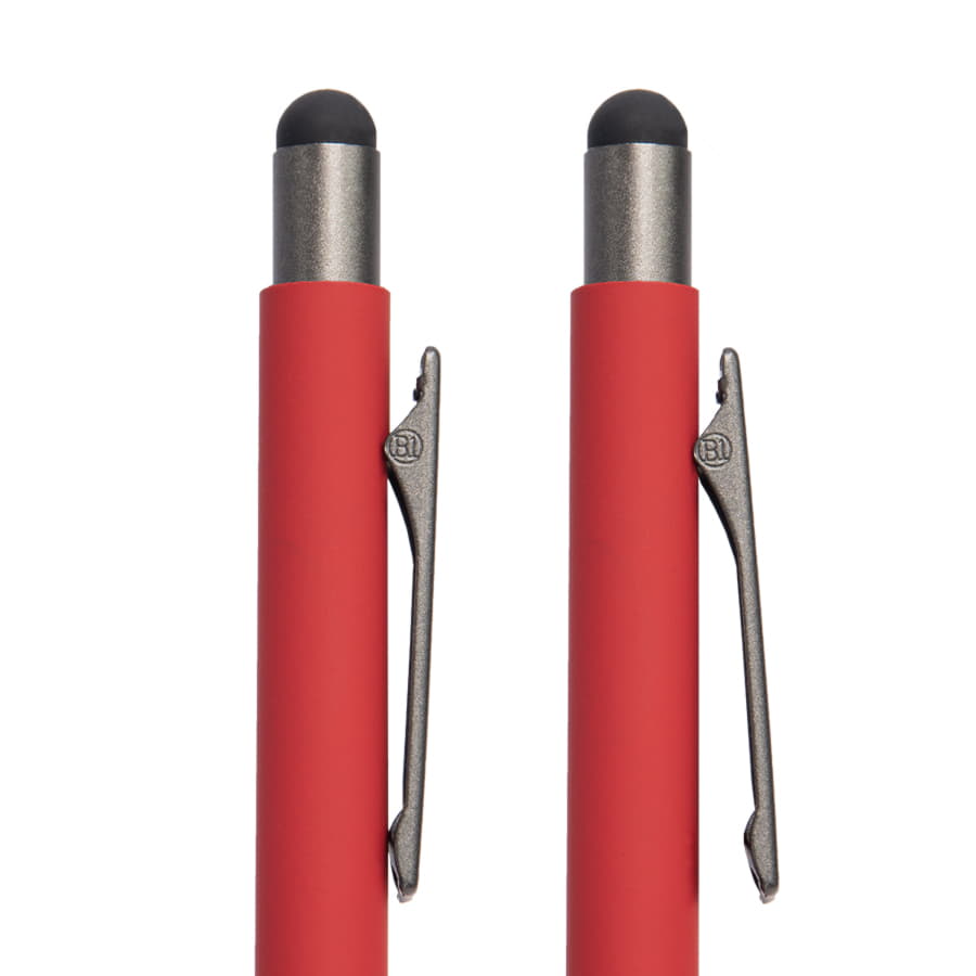 Ручка шариковая FACTOR GRIP со стилусом, красный, серый-2
