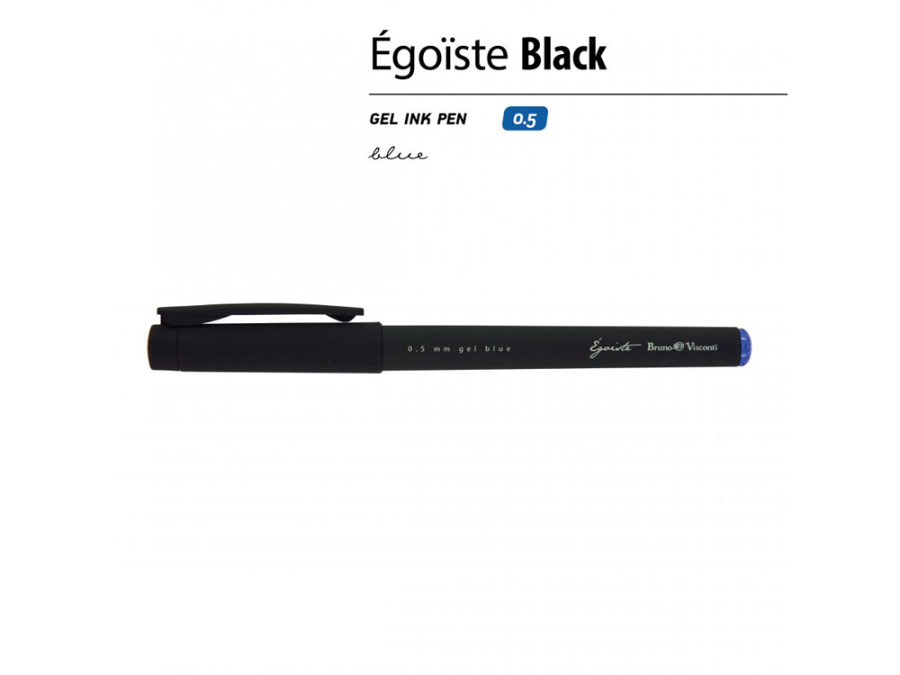 Ручка Egoiste.BLACK гелевая в черном корпусе, 0.5мм, синяя-1
