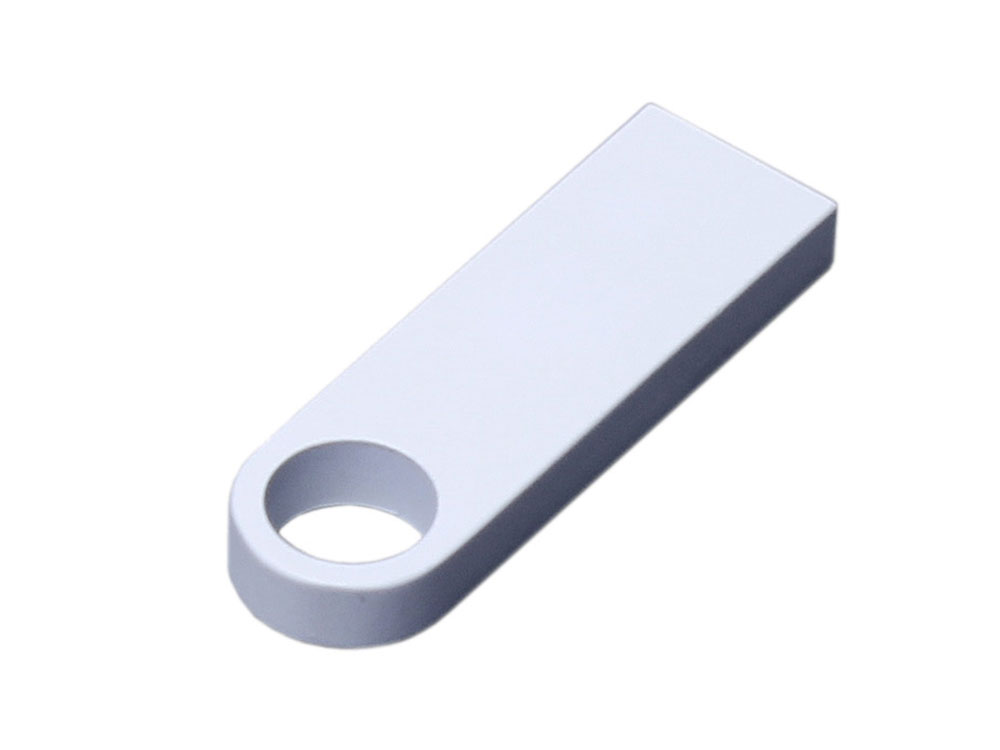 USB 2.0-флешка на 16 Гб с мини чипом и круглым отверстием, белый-0