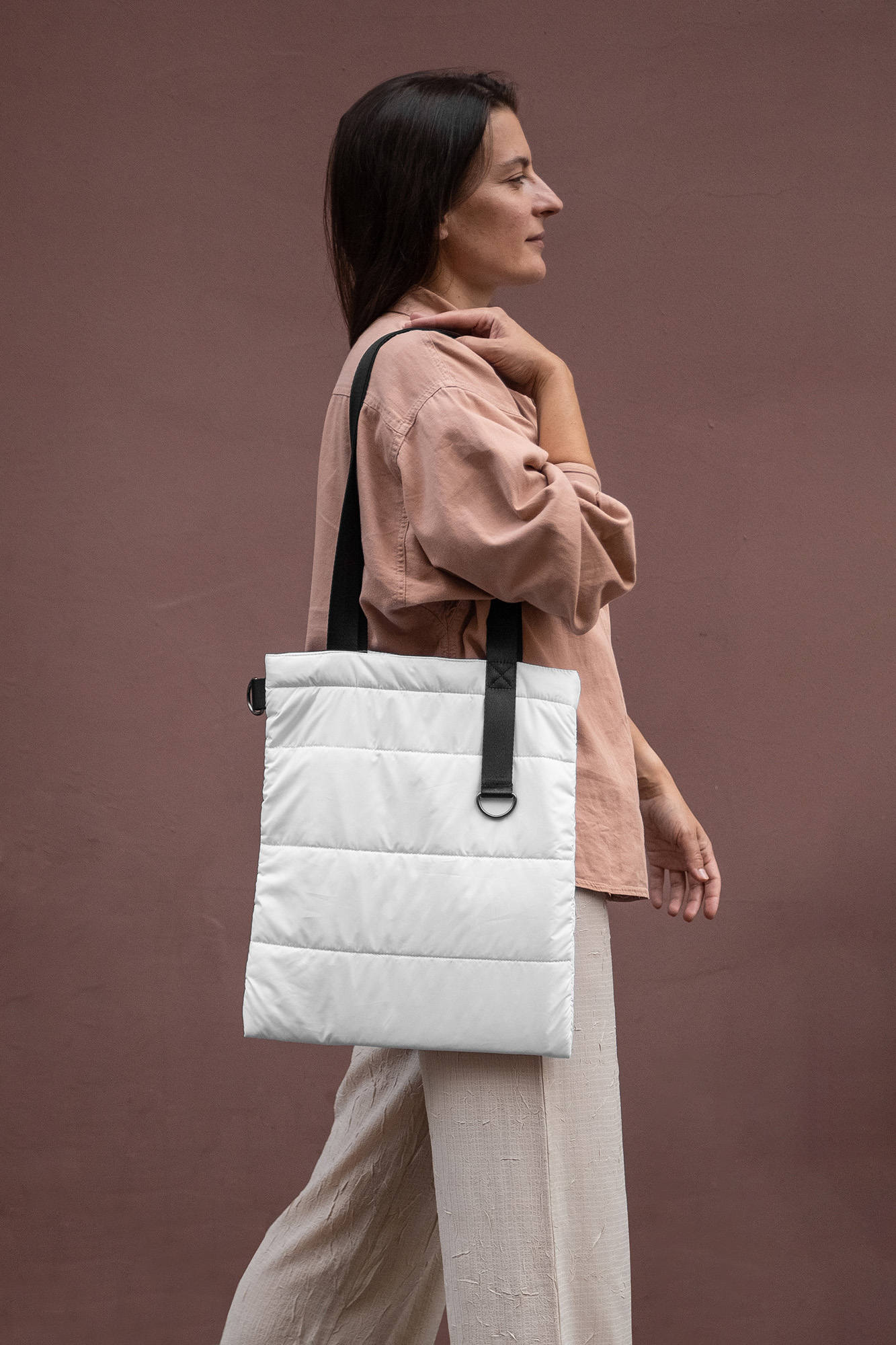 Шоппер Superbag Bubble, стёганый, с магнитной кнопкой (белый с черным)-8