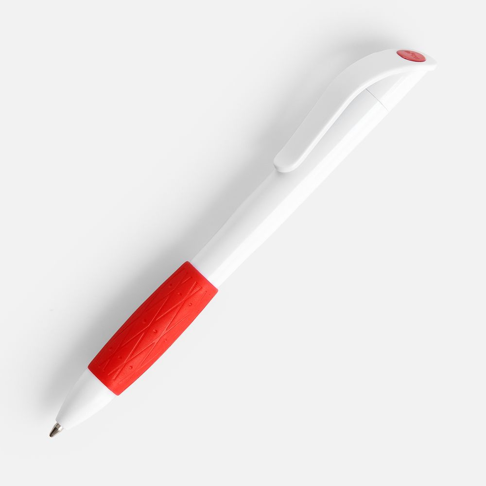 Ручка шариковая Grip, белая с красным-1