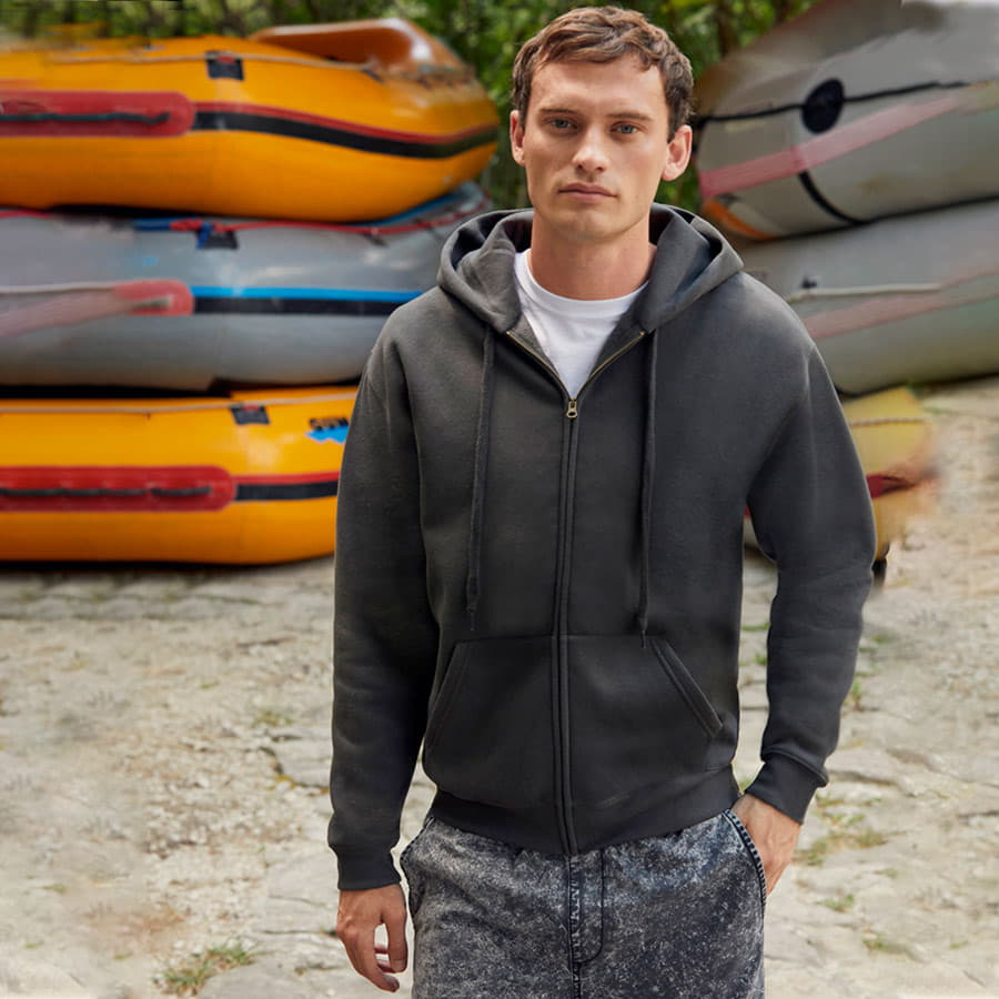 Толстовка с начесом PREMIUM HOODED SWEAT JACKET 280, синий-1