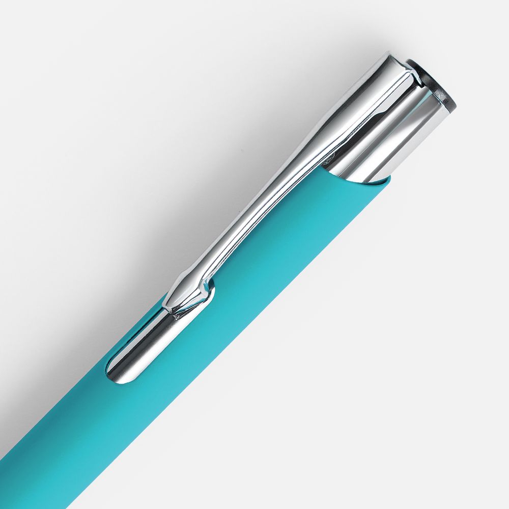 Ручка шариковая Keskus Soft Touch, бирюзовая-4