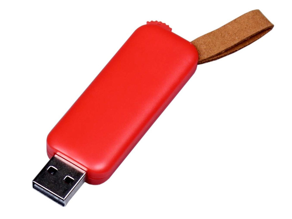 USB-флешка промо на 32 Гб прямоугольной формы, выдвижной механизм, красный-0