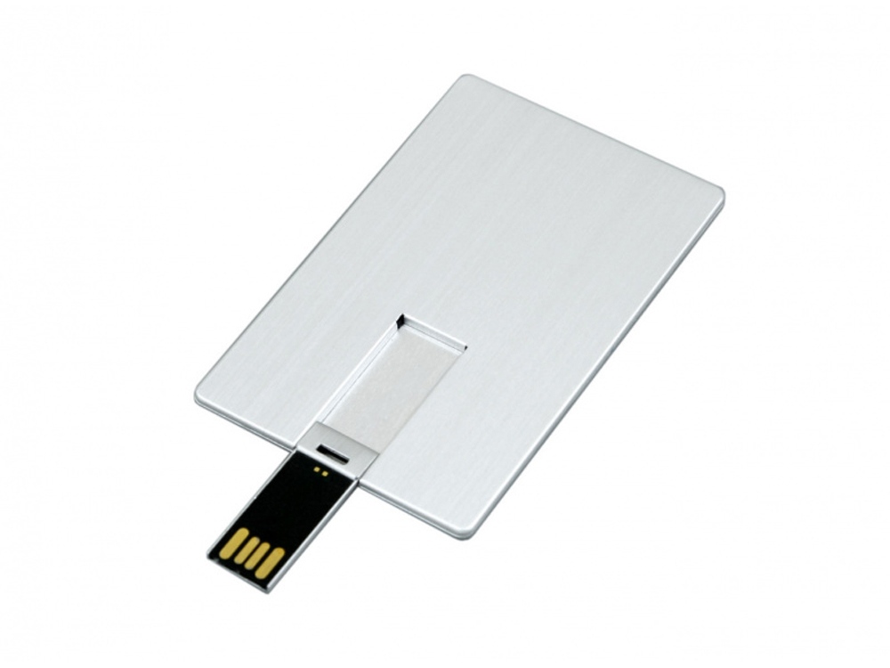 USB-флешка на 16 Гб в виде металлической карты, с раскладным чипом, серебро-1
