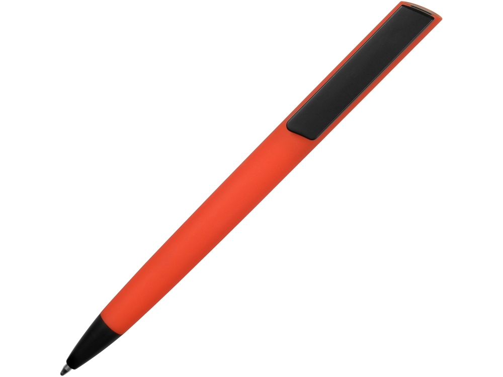 Ручка пластиковая soft-touch шариковая Taper, красный/черный-1