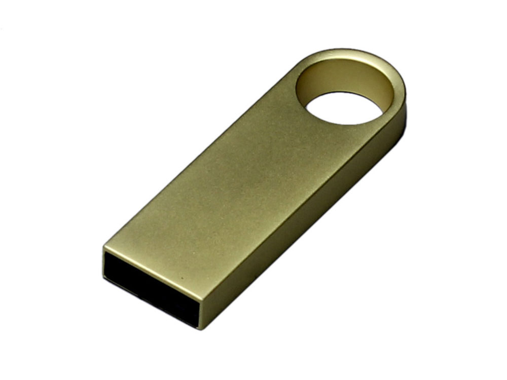 USB 3.0-флешка на 128 Гб с мини чипом и круглым отверстием, золотистый-0