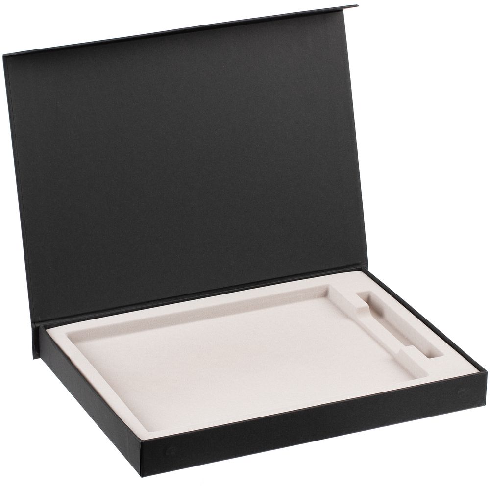 Коробка Roomy с ложементом под ежедневник А4 и ручку, черная.-1