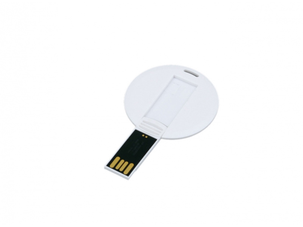 USB-флешка на 32 Гб в виде пластиковой карточки круглой формы, белый-1