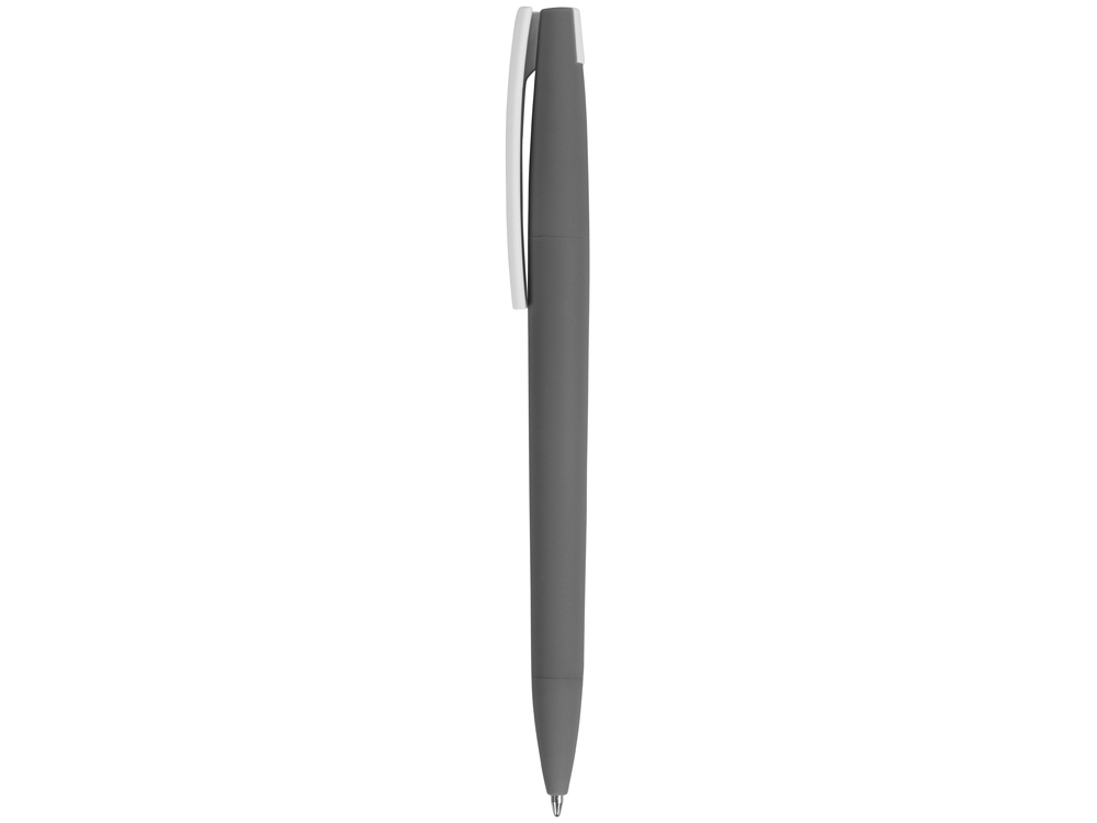 Ручка пластиковая soft-touch шариковая Zorro, серый/белый-2