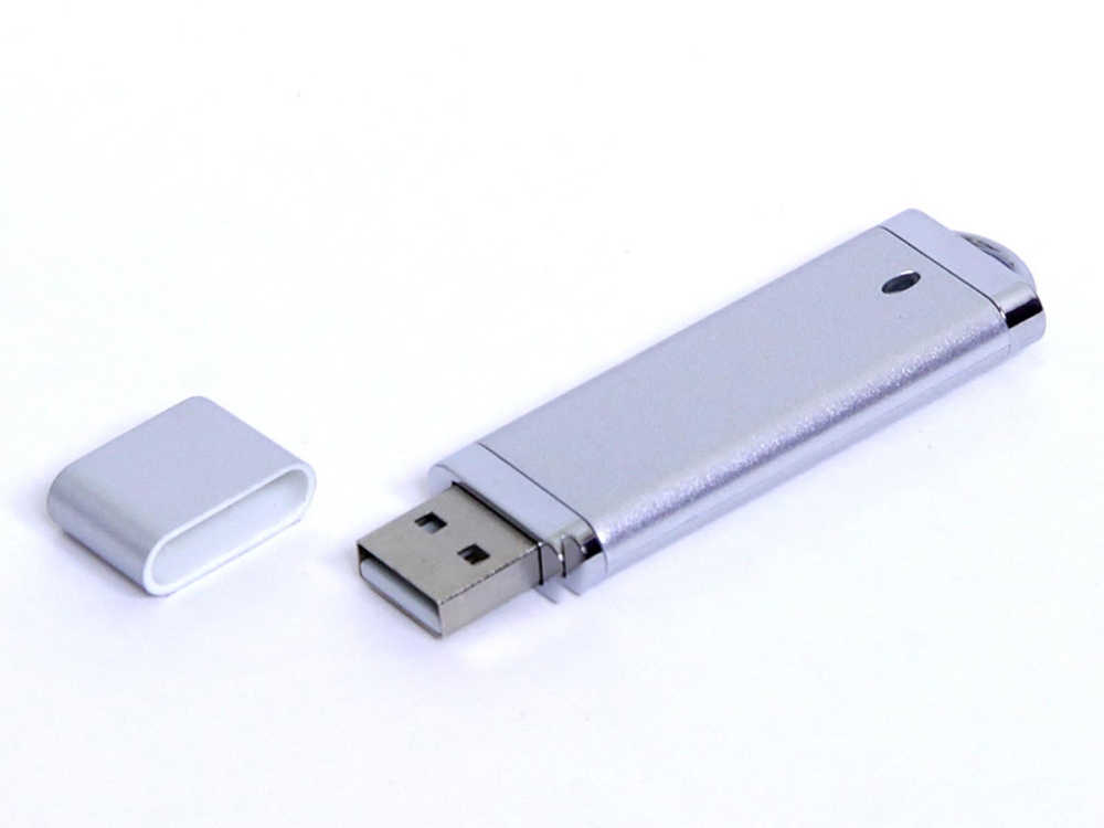 USB-флешка промо на 32 Гб прямоугольной классической формы, серебро-0