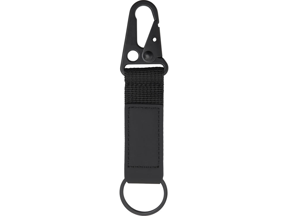 Брелок-ремувка Carabinier из ткани с вставкой из экокожи и карабином, черный-1