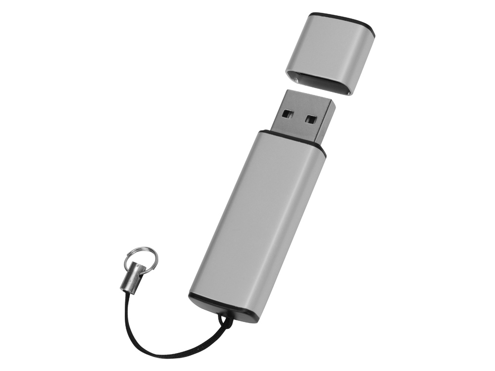 Флеш-карта USB 2.0 16 Gb металлическая с колпачком Borgir, стальной-1