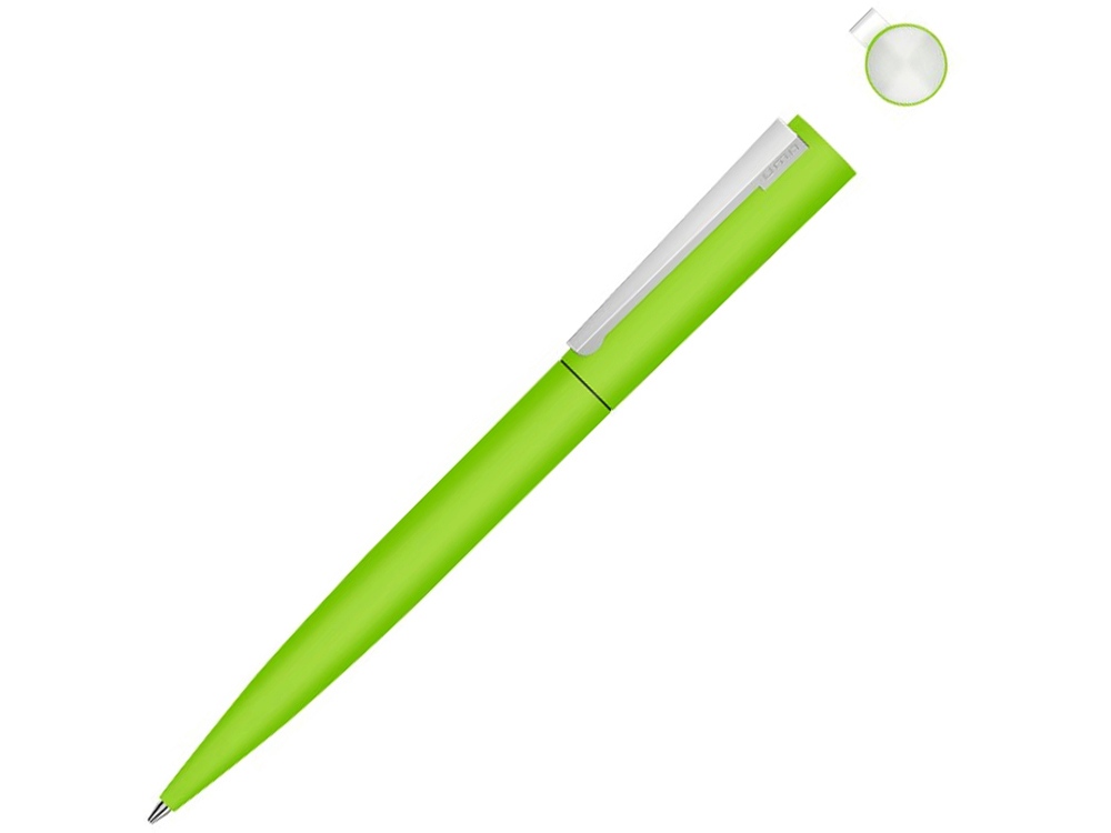 Металлическая шариковая ручка soft touch Brush gum, светло-зеленый-0