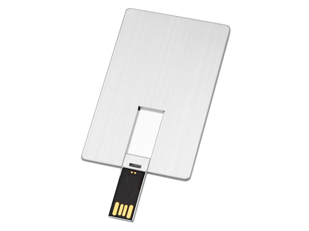 Флеш-карта USB 2.0 64 Gb в виде металлической карты Card Metal, серебристый-1
