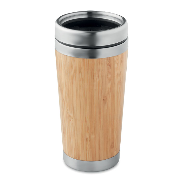 Термокружка с бамбуком 400ml, древесный-0