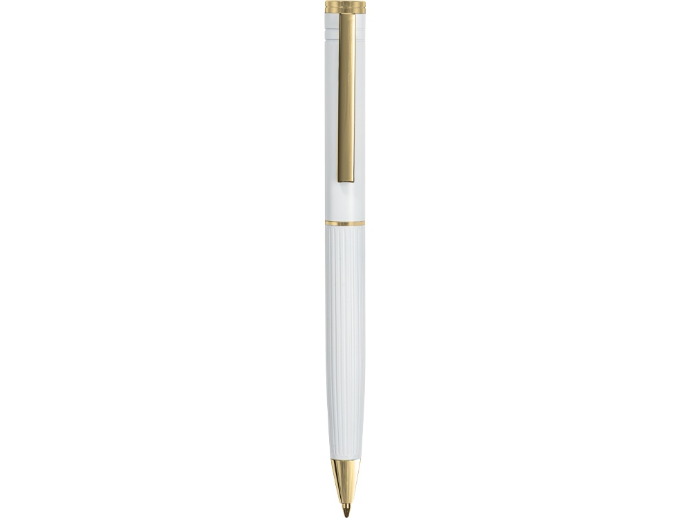 Шариковая металлическая ручка с золотистым слоем Monarch Gold, белая-2