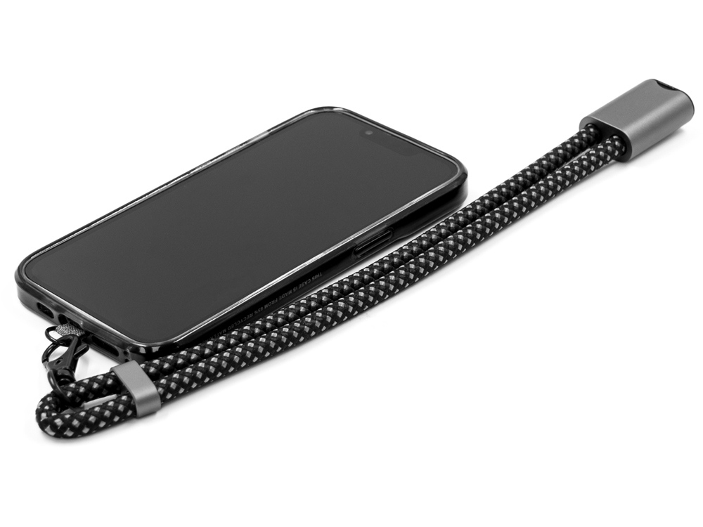 Ремешок-держатель для телефона с зарядным кабелем USB-C - USB-C Lany Wristband Charge Eco, серый-8