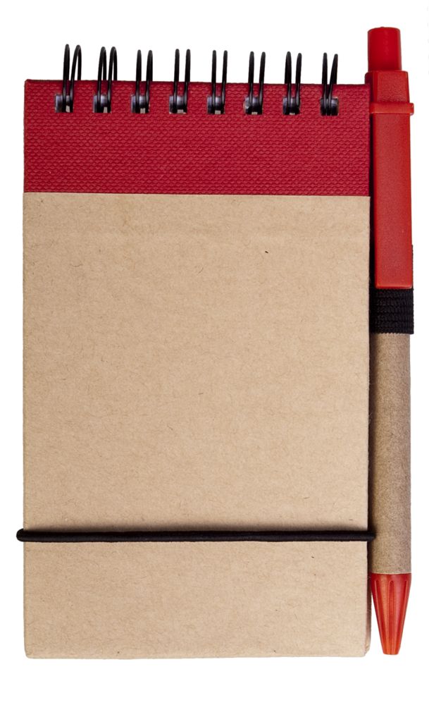 Блокнот на кольцах Eco Note с ручкой, красный-1