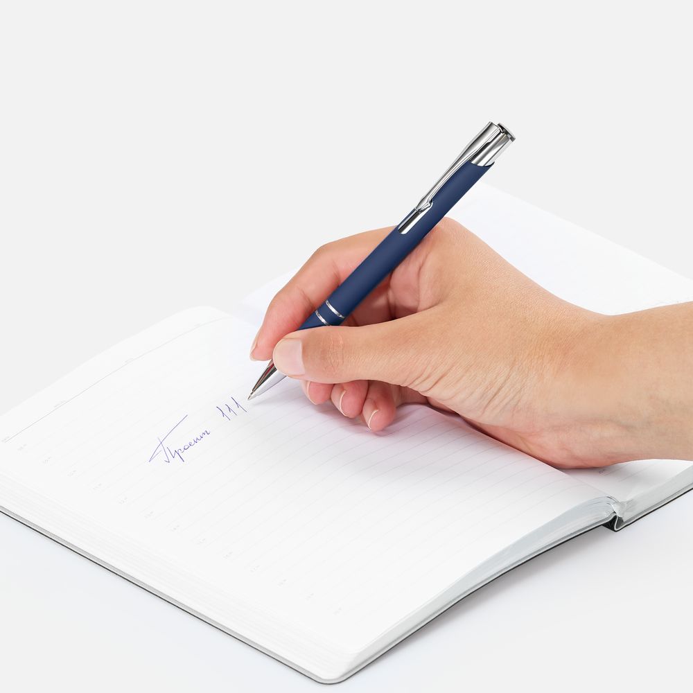 Ручка шариковая Keskus Soft Touch, темно-синяя-3