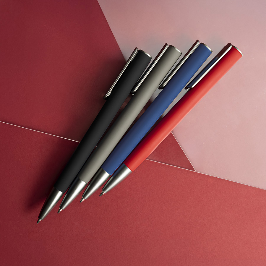 Ручка шариковая ELEGANCE с покрытием soft touch, синий, серый-1