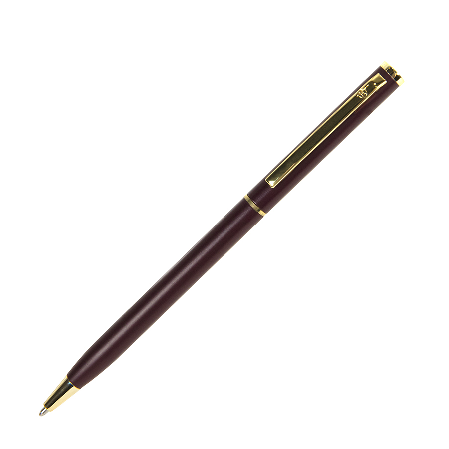 Ручка шариковая SLIM, бордовый, золотистый-0
