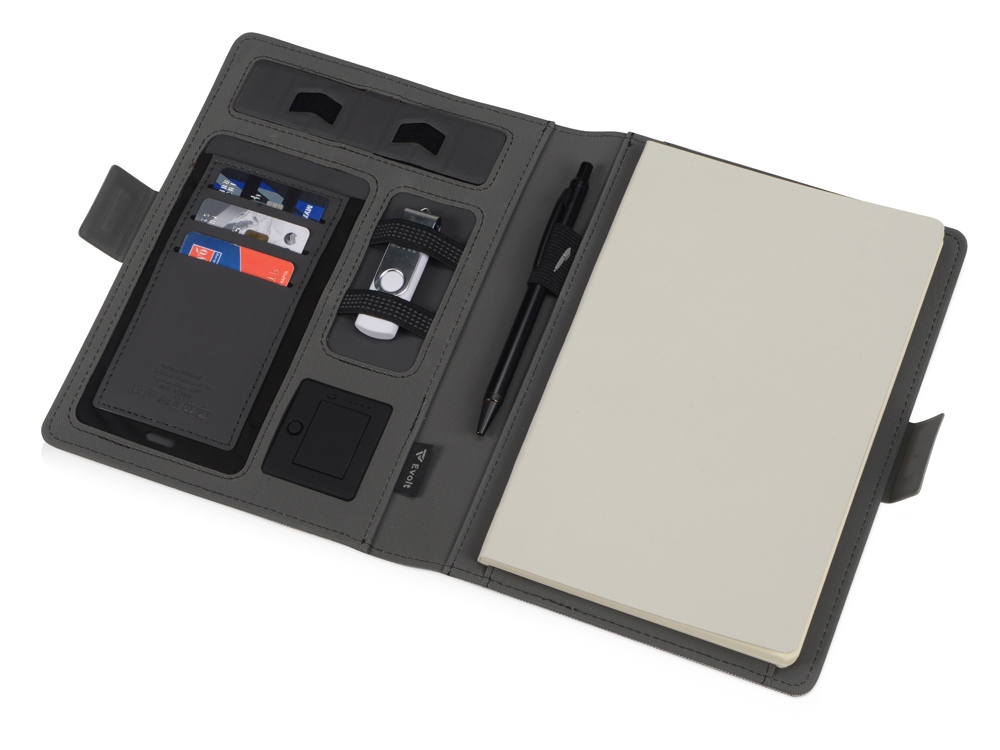 Органайзер с беспроводной зарядкой 5000 mAh Powernote, светло-серый-2