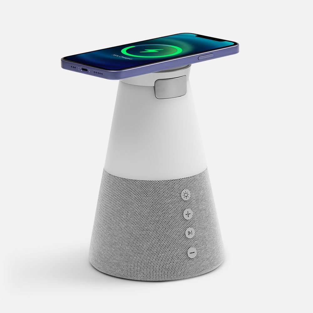 Bluetooth-колонка с беспроводной зарядкой и подсветкой Cone Sonance, серая-2