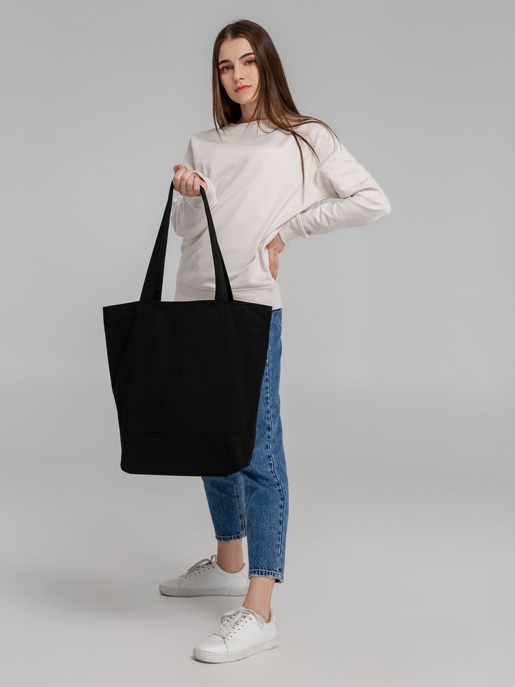 Сумка для покупок на молнии Shopaholic Zip, черная-5