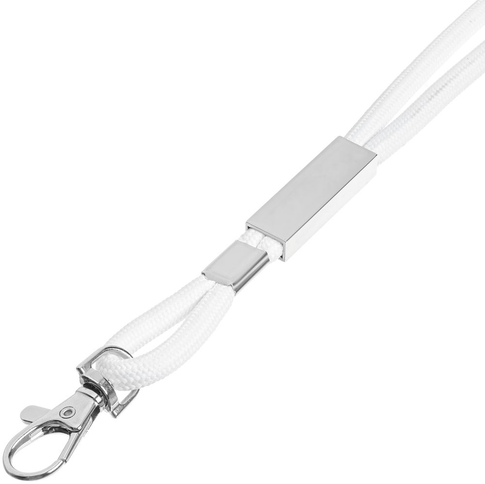 Шнурок для бейджа Tube Metal, белый-2