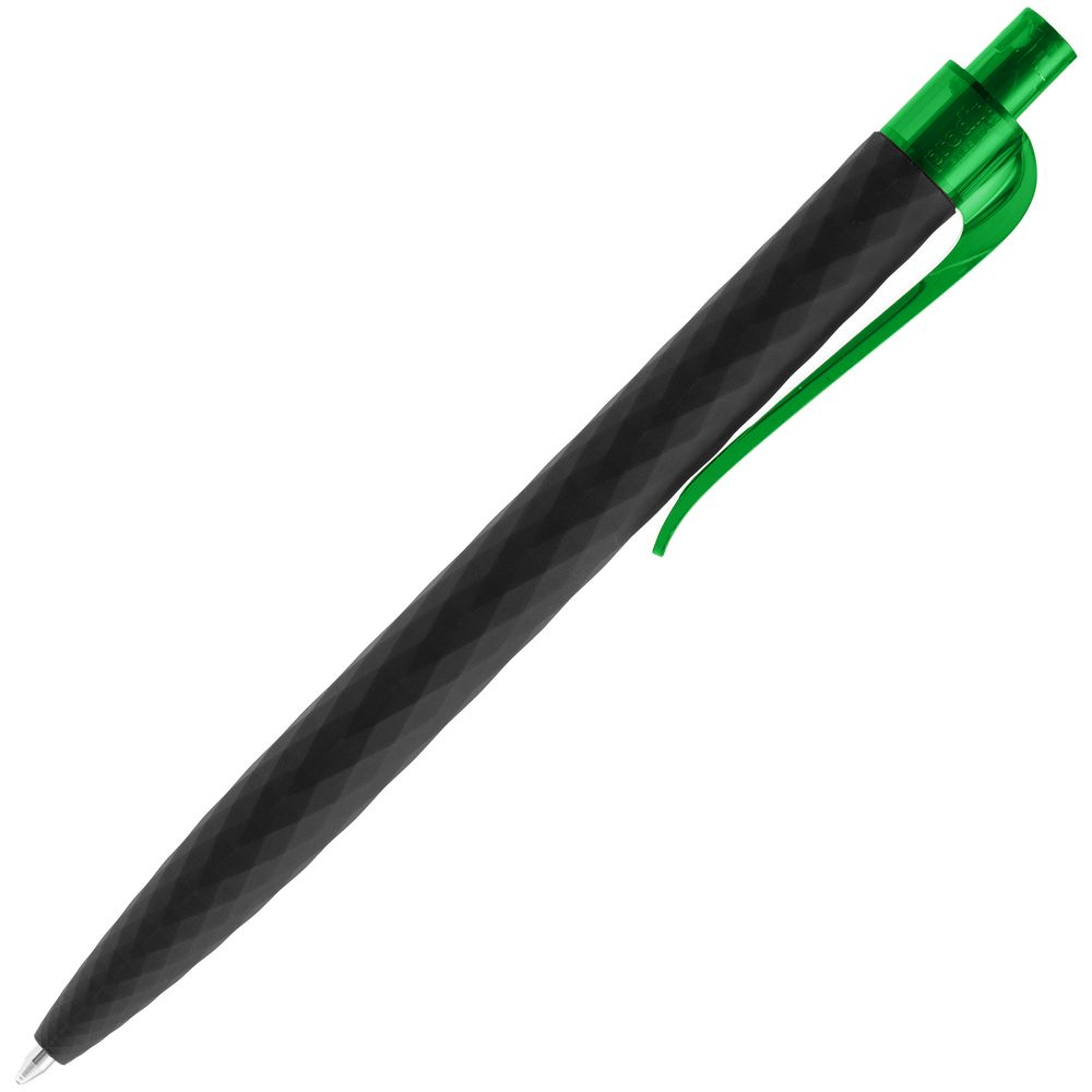 Ручка шариковая Prodir QS01 PRT-T Soft Touch, черная с зеленым-2