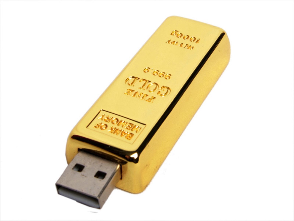 USB-флешка на 128 Гб в виде слитка золота, золотой-0