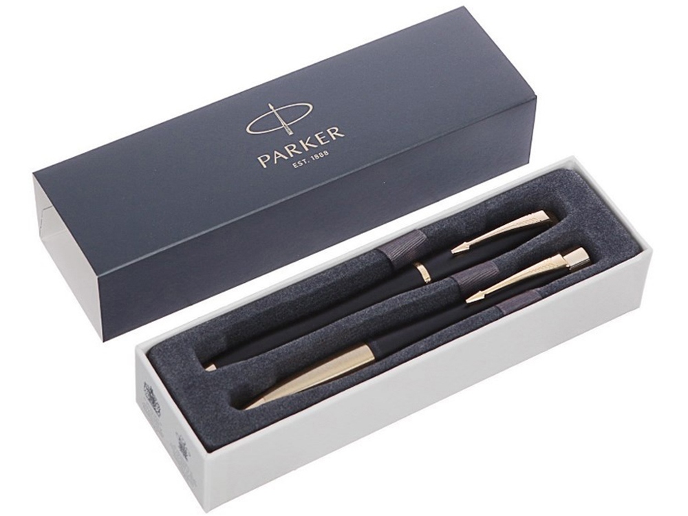 Подарочный набор из 2-х ручек Parker URBAN Muted black GT перьевая и шариковая ручки-1
