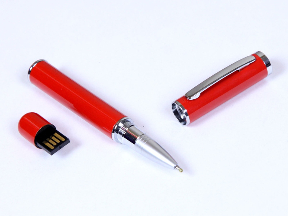 USB-флешка на 16 Гб в виде ручки с мини чипом, красный-0